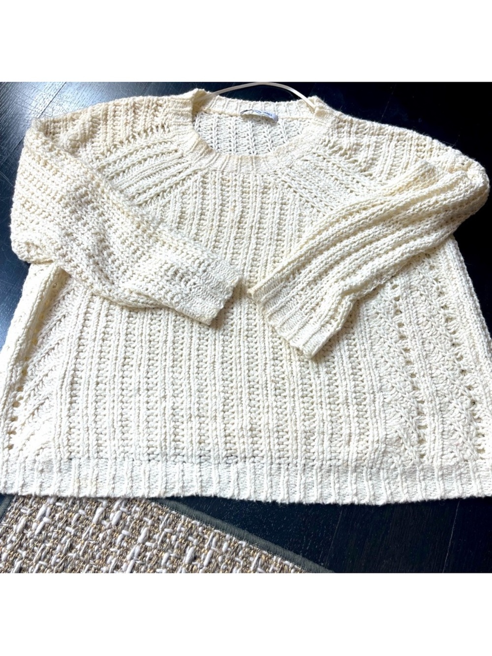 Elizabeth and James Ivory Cable Knit Crewneck Sweater